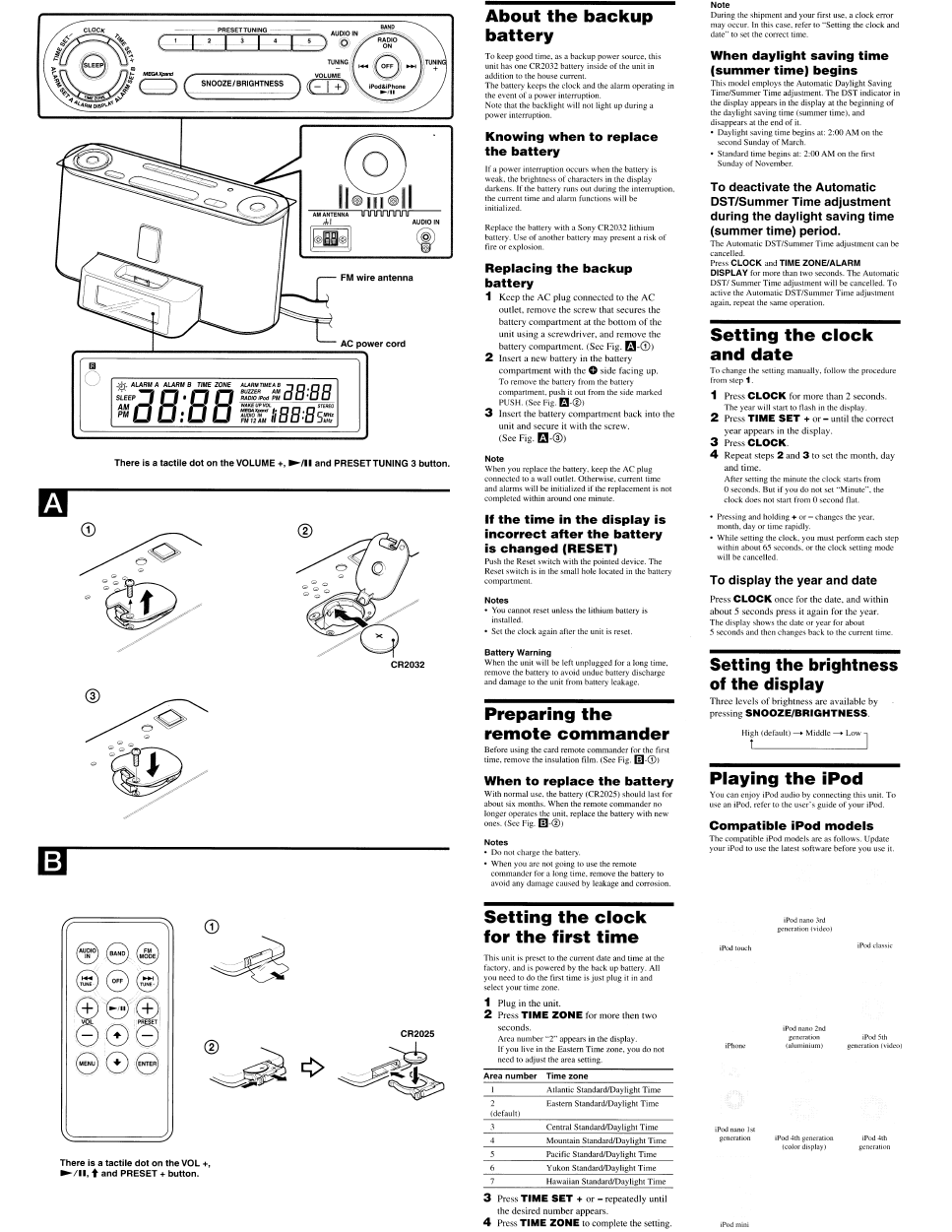 Sony icf c414 operating instructions